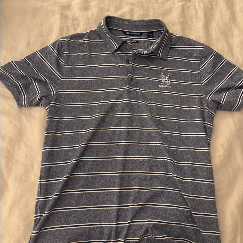 TPC Sugarloaf Men's Gray Striped Polo Shirt